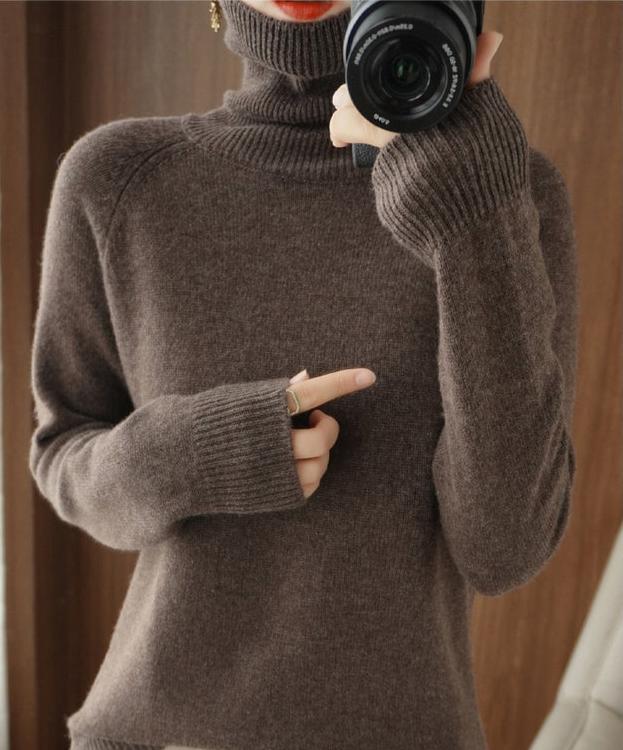 Portia - Kuscheliger Damen Kaschmir Strickpullover Braun