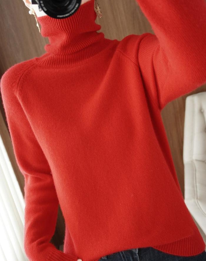 Portia - Kuscheliger Damen Kaschmir Strickpullover Rot