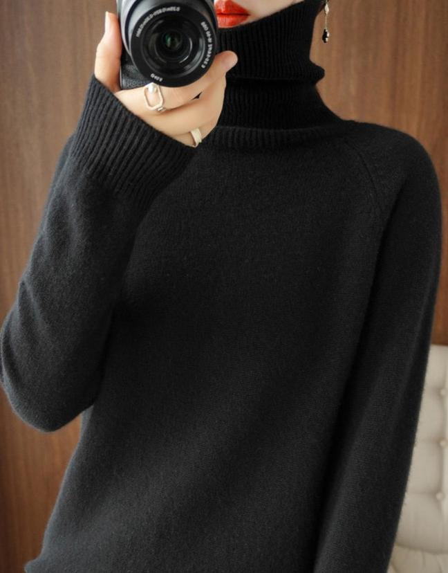 Portia - Kuscheliger Damen Kaschmir Strickpullover Schwarz