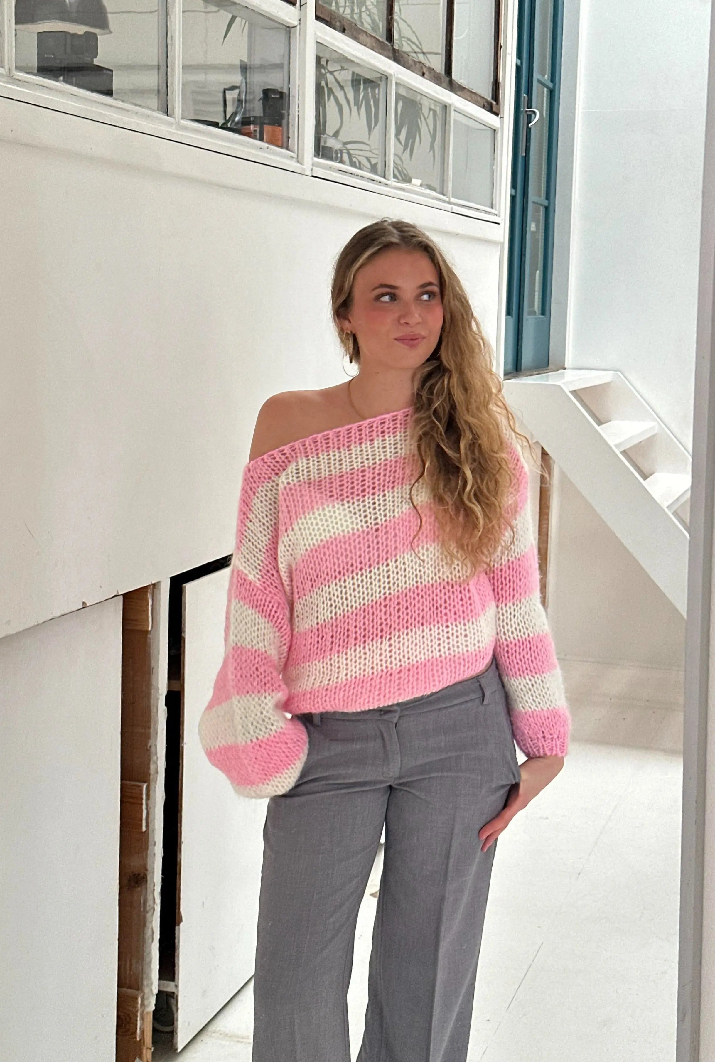 Quariella - Warmer Damen Strickpullover Rosa