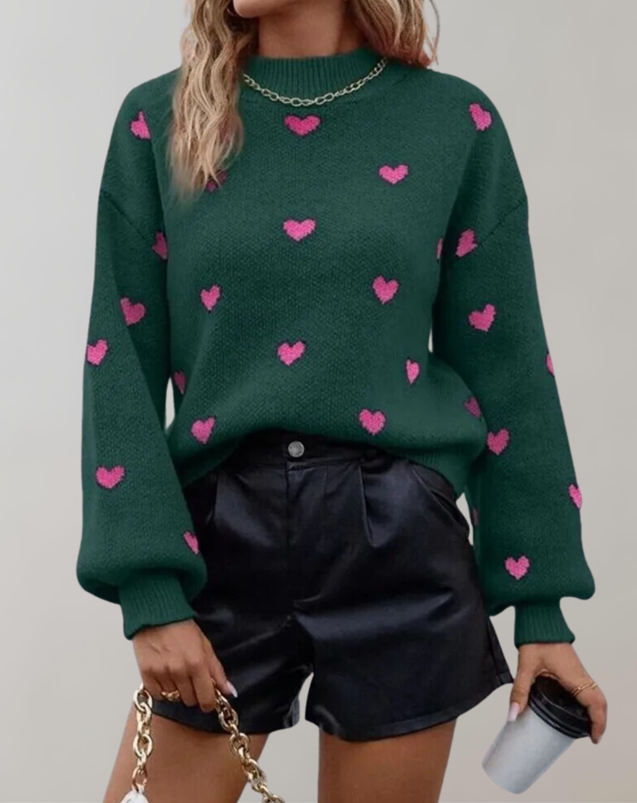 Quirene - Damen Pullover mit Herbst Stickerei Dunkelgrün