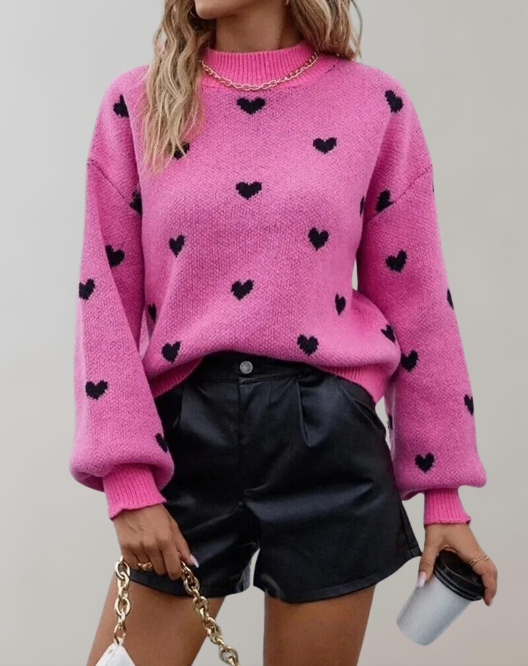 Quirene - Damen Pullover mit Herbst Stickerei Rosa