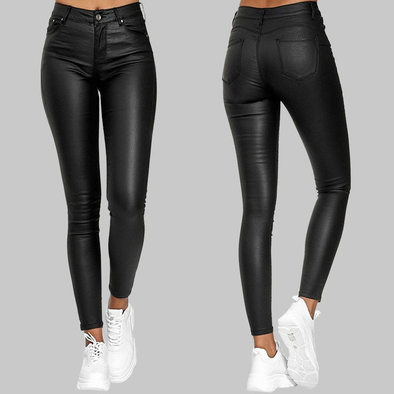 Quirine - Skinny Lederhose Schwarz