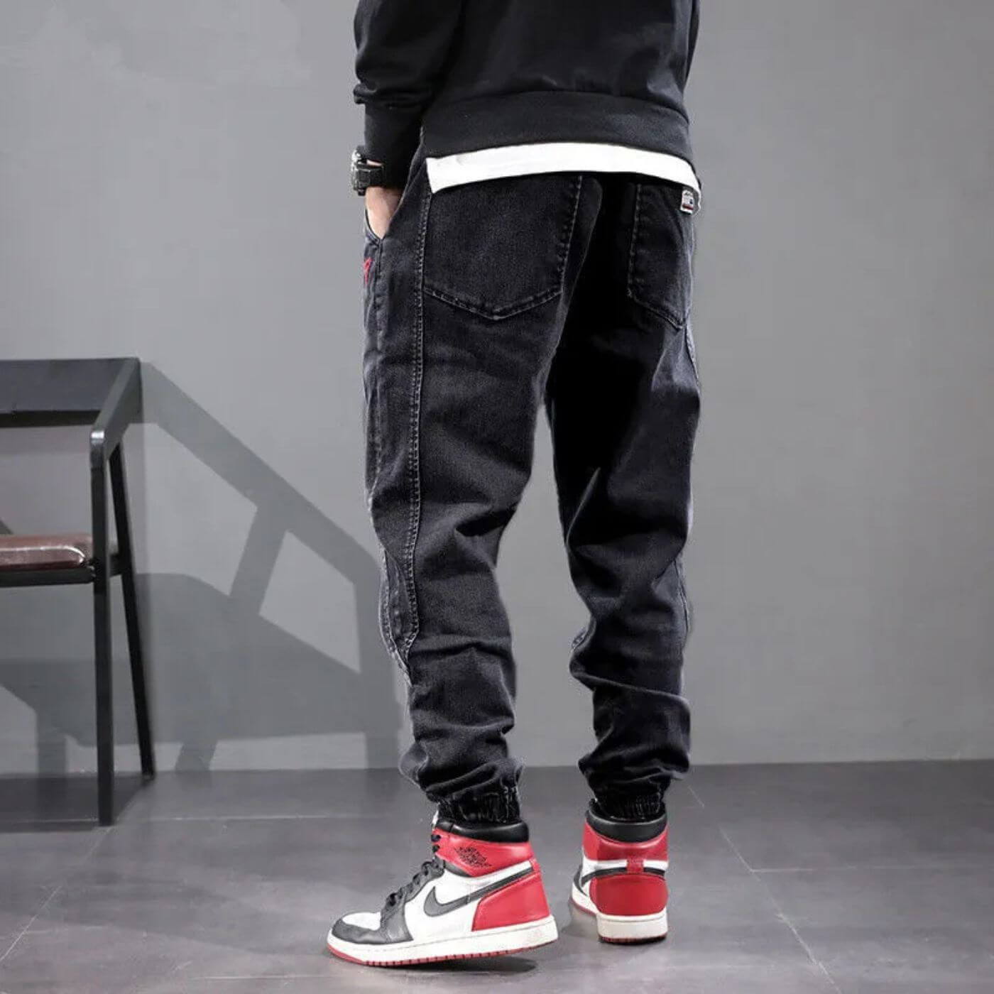 Rayan - Herren Haremshose Bequeme Jogginghose mit Kordelzug Schwarz 2