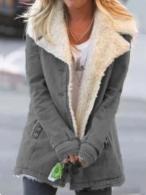 Rebekka - Damen Winterjacke Eleganz Warm Stylisch Grau