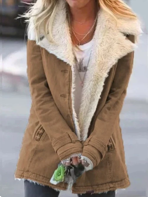 Rebekka - Damen Winterjacke Eleganz Warm Stylisch Khaki