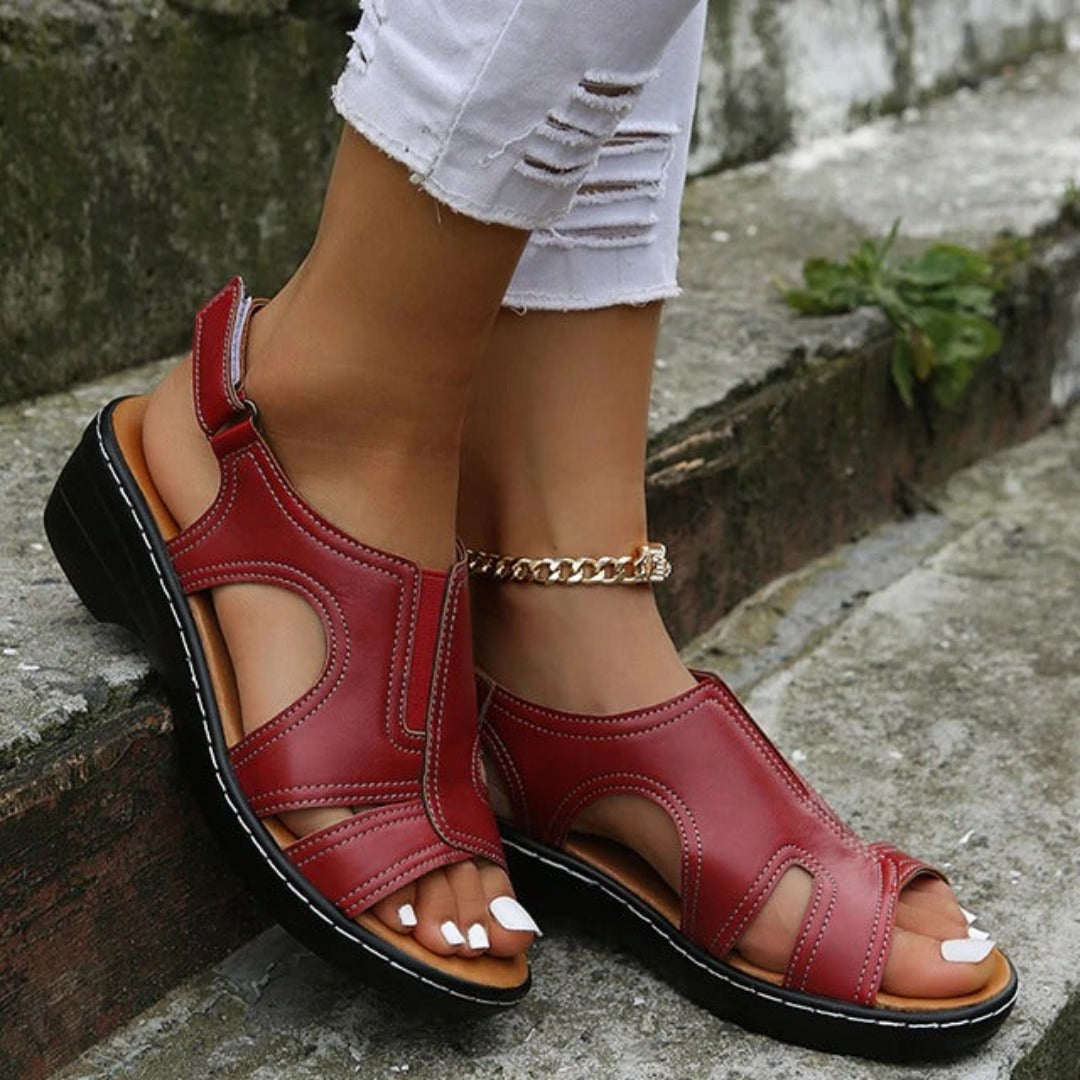Rilindra - Orthopädische Damensandalen für den Sommer Rot