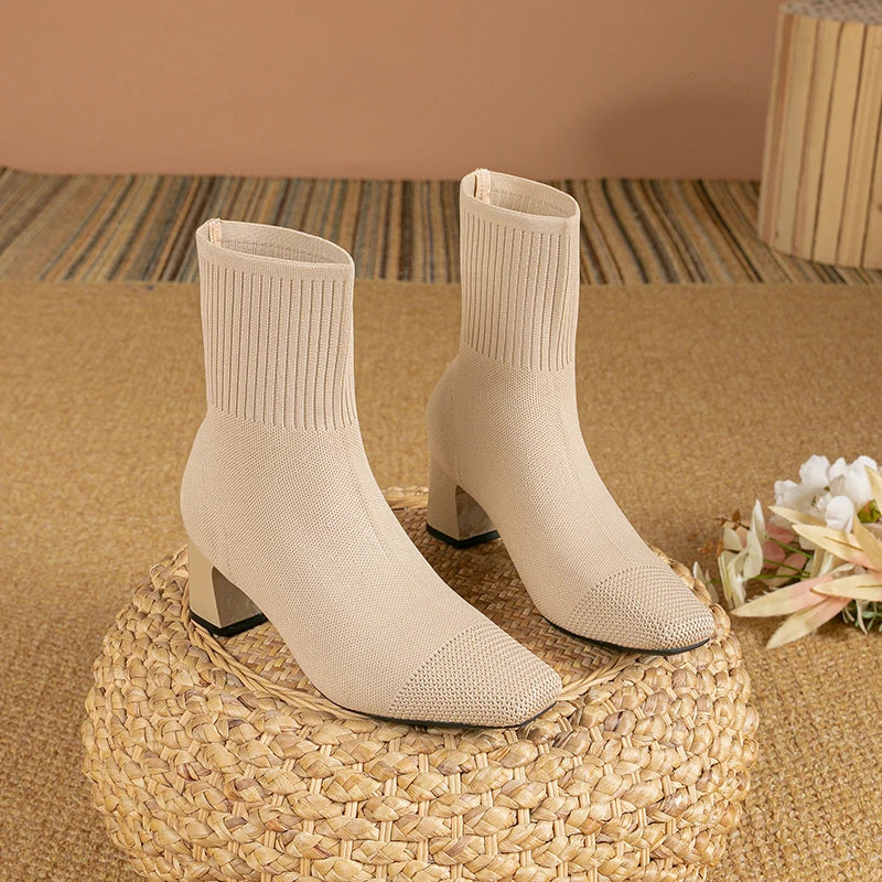 Roxana - Damen Stiefeletten Warm Thermo Komfort Rutschfest Beige