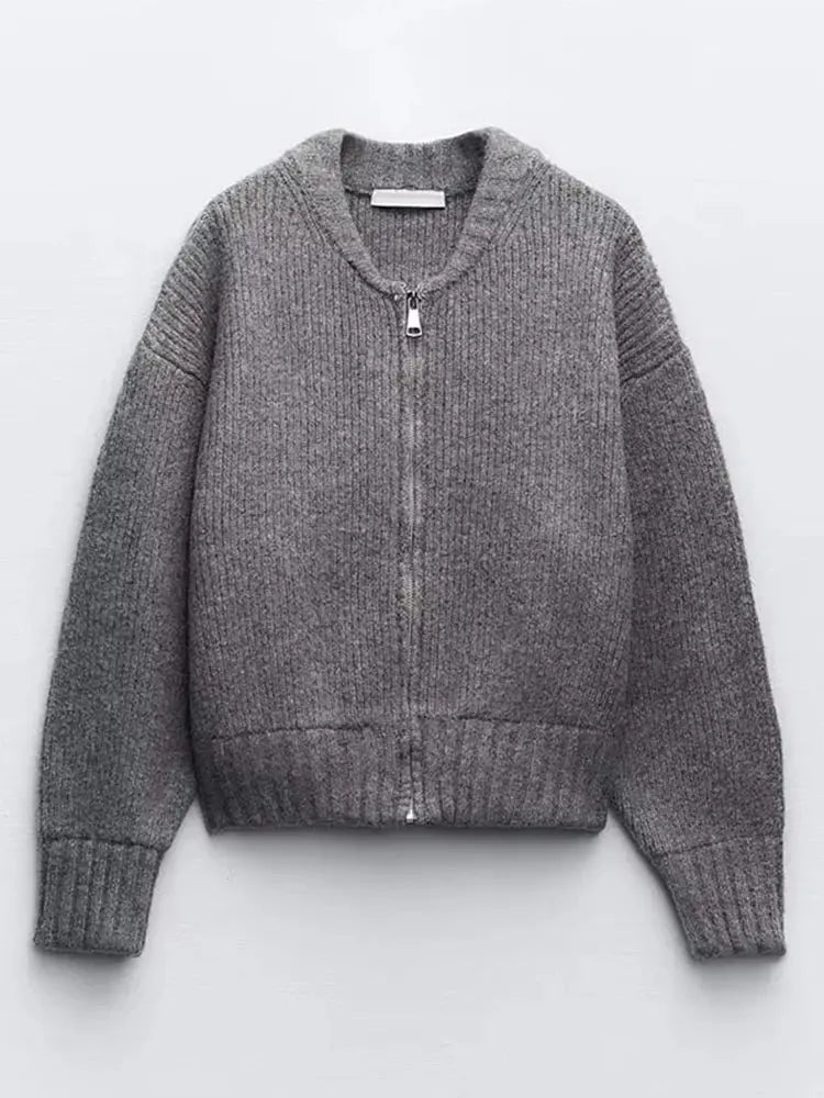 Rasha - Damen Strickjacke Reißverschluss Langarm Warm