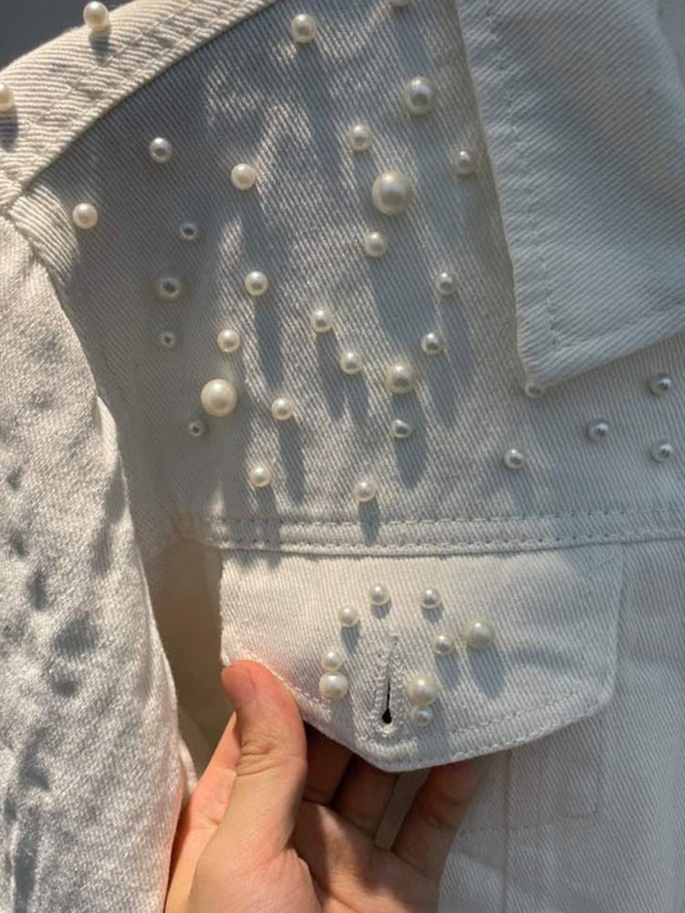 Oriana - Exklusive Jeansjacke mit Perlenverzierung