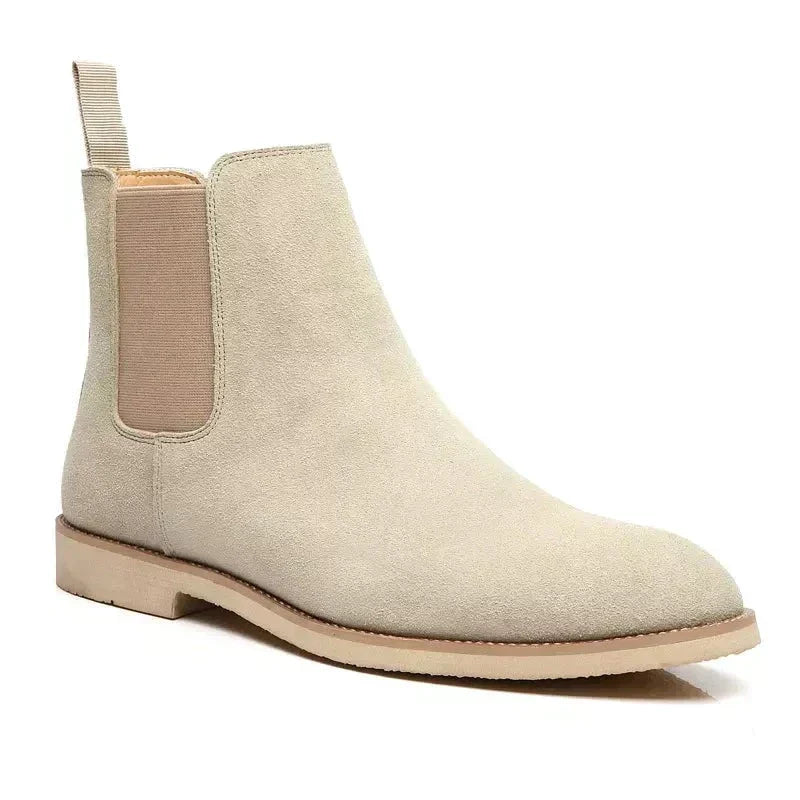 Samira - Damen Chelsea Stiefel Kalbswildleder Elegant Luxus Beige