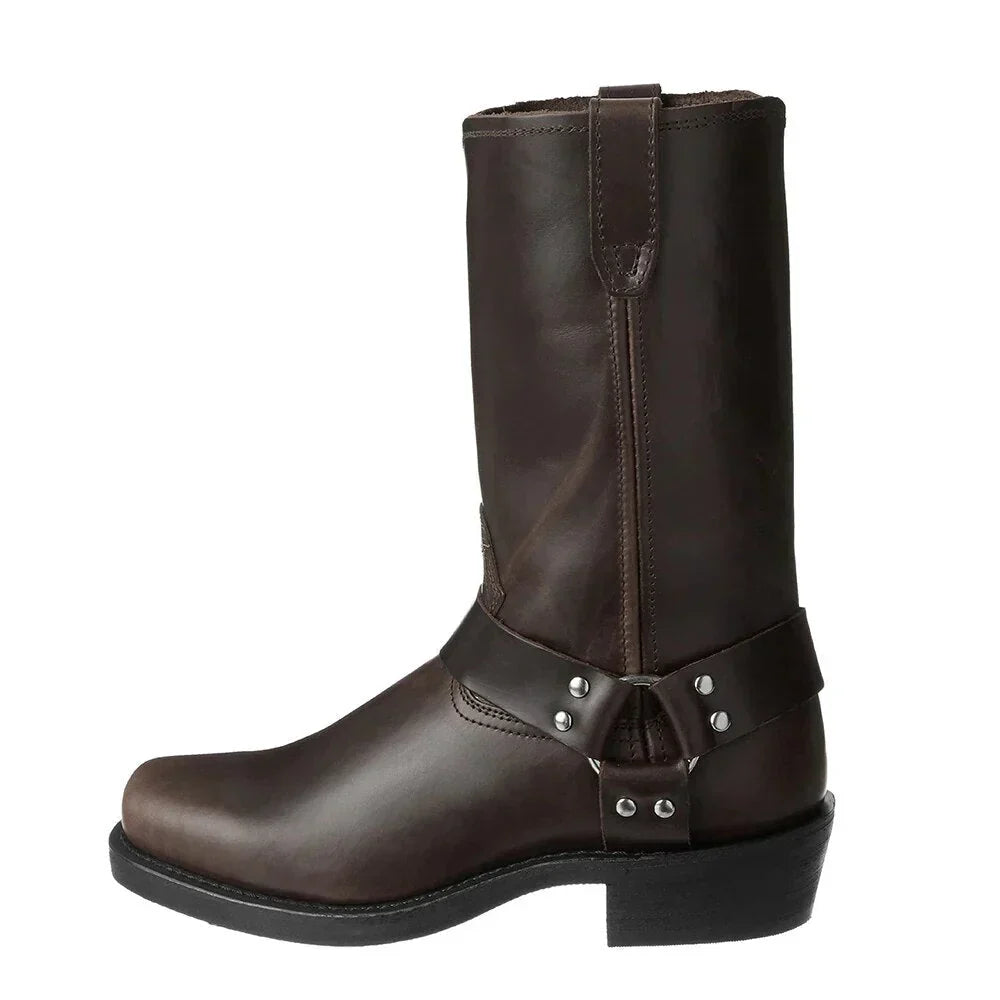 Sanja - Damen Cowboy Stiefel Leder Stylisch Bequem Kaffee
