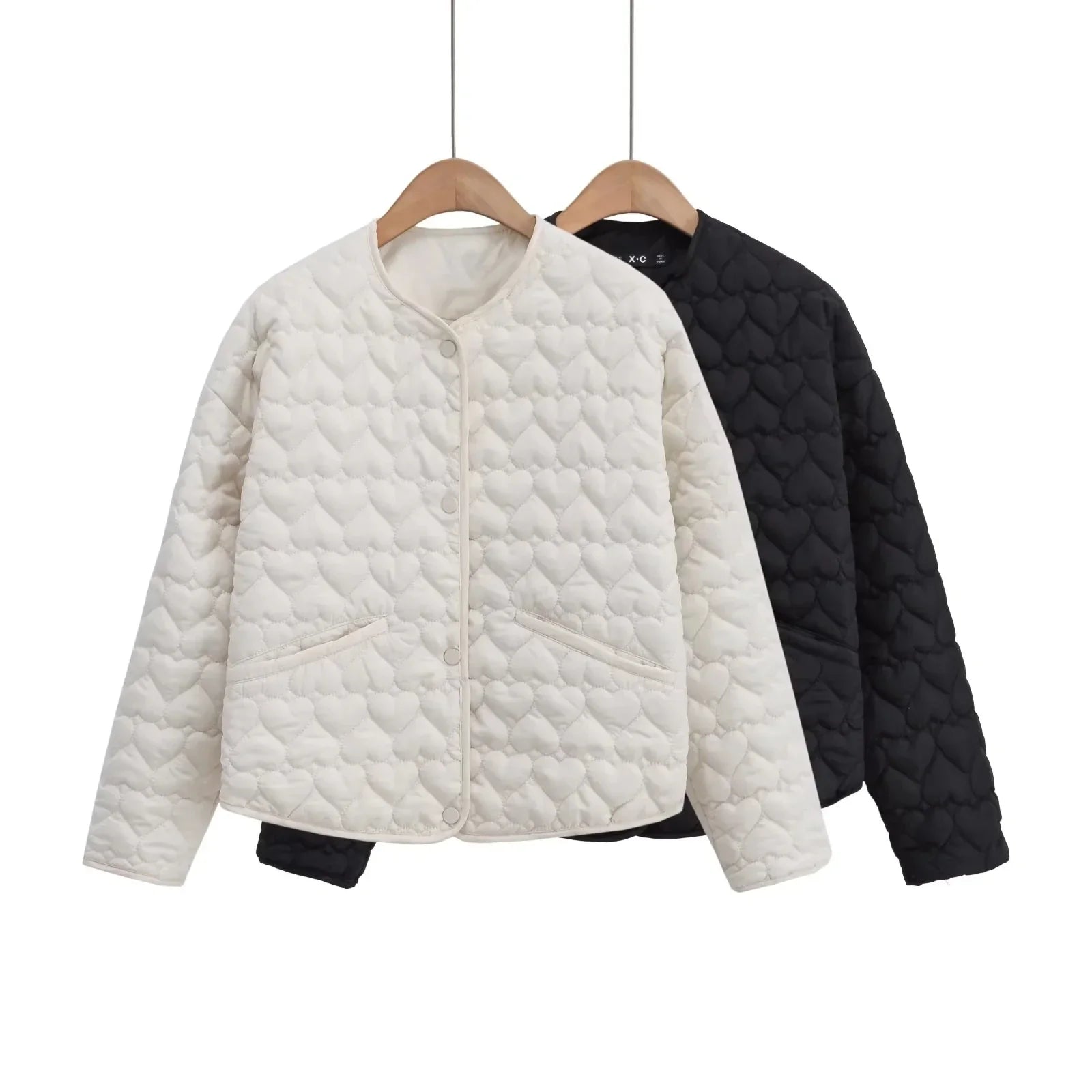 Henrika – Steppjacke mit Herzen und Druckknöpfen für Damen