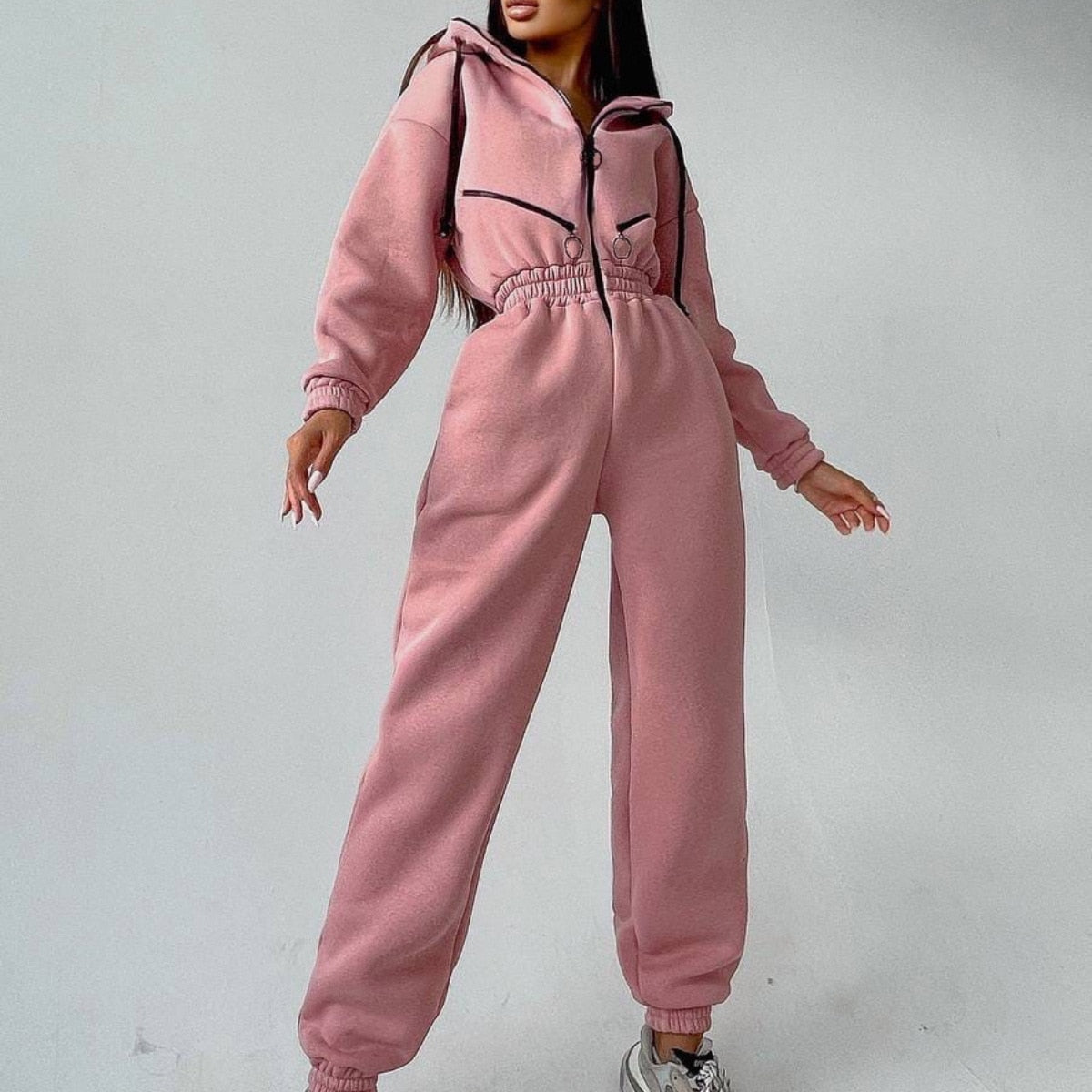 Pia – Damen Kapuzenanzug Jumpsuit