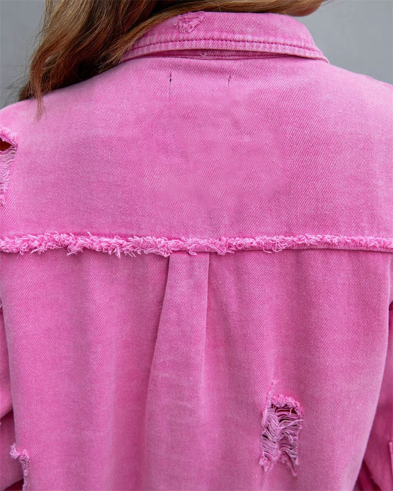 Ivonne - Stylische Damen Jeansjacke mit ungesäumten Kanten
