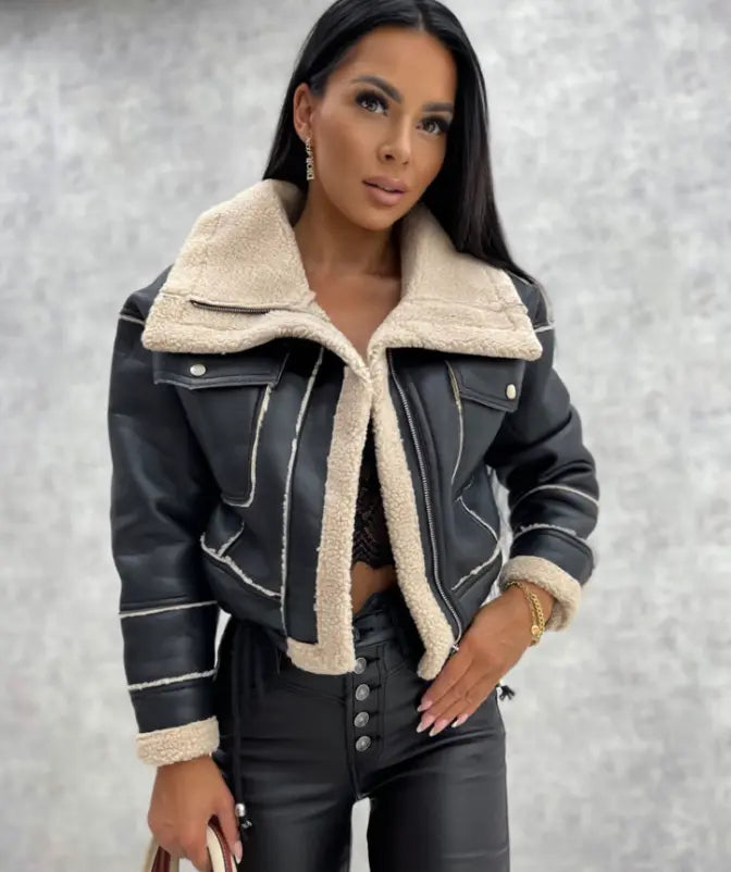 Quisella - Stilvolle Damen Kunstlederjacke