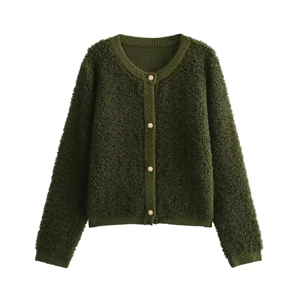 Selina - Damen Teddyjacke Winter Warm Weich Kuschelig Grün