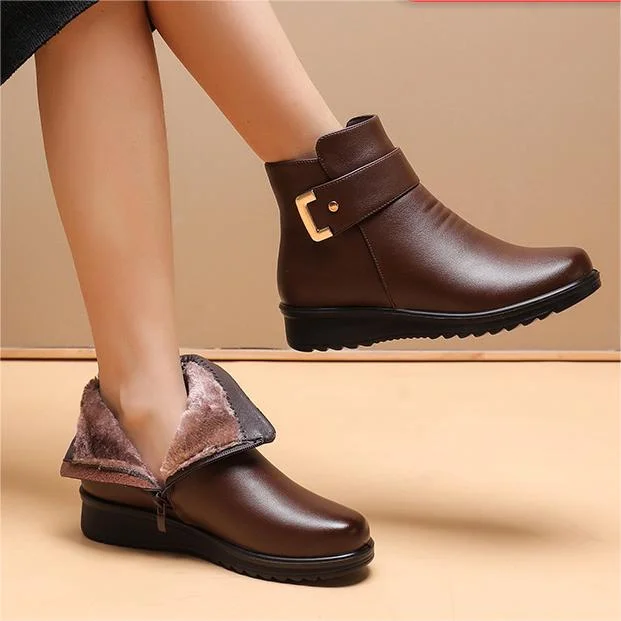 Silke - Damen Orthopädische Stiefel Bequem Warm Winter Braun