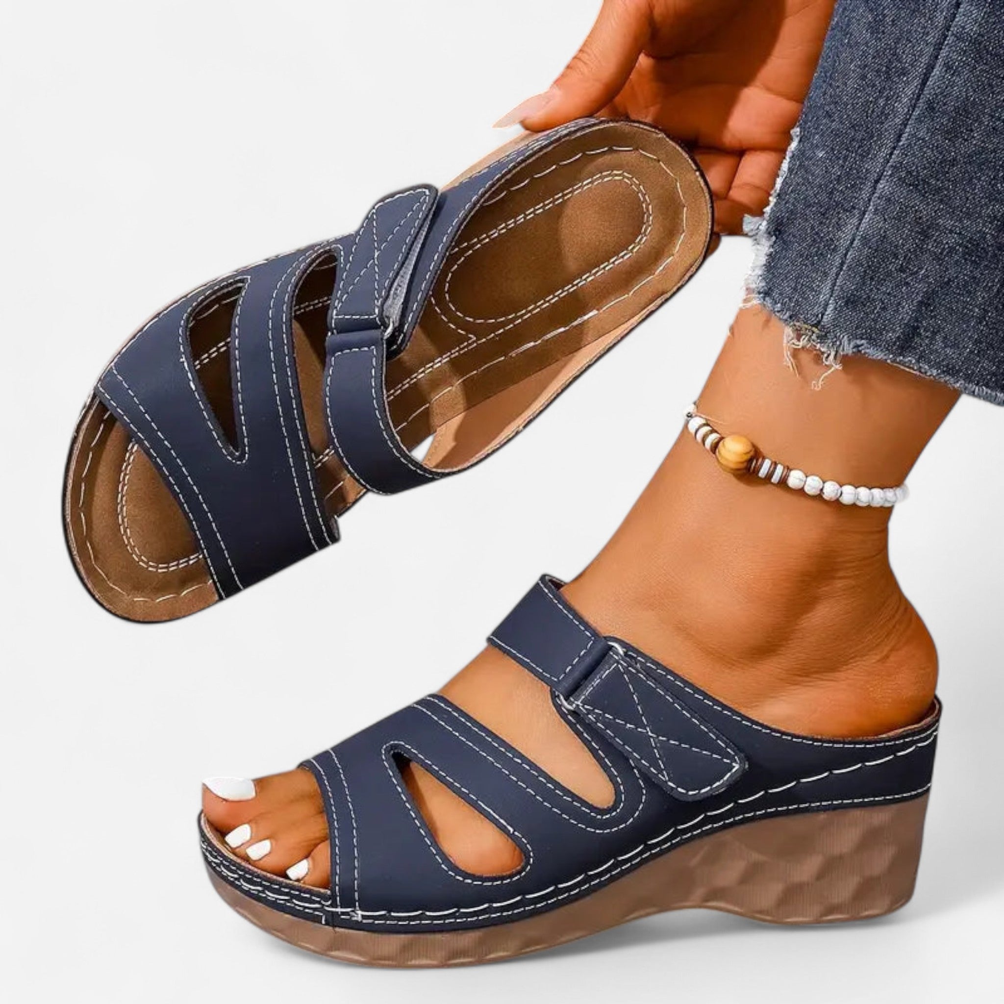 Tímea -Elegante Sandalen mit Absatz Marineblau