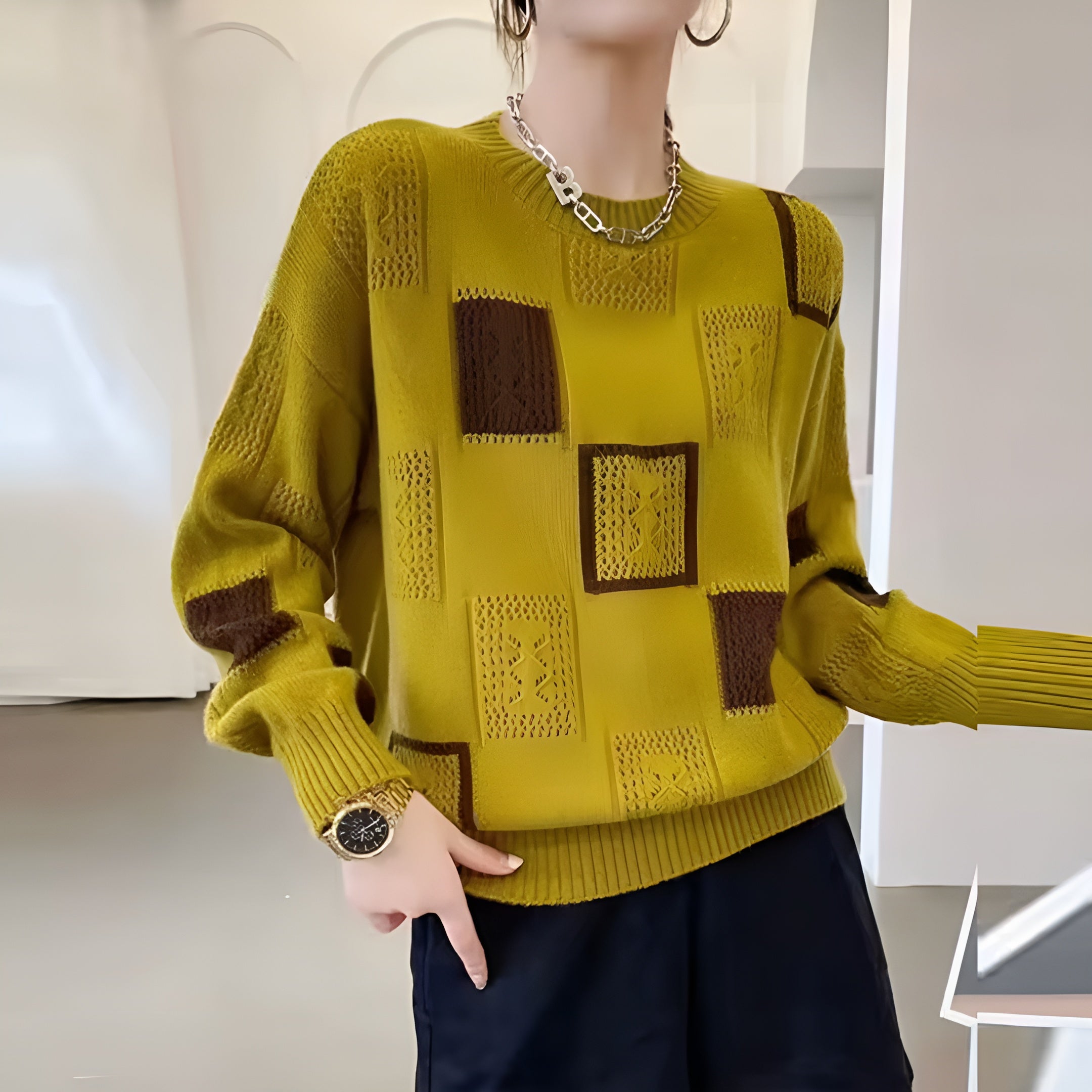 Thea - Pullover Luxuriös Warm Kuschelig Strickmode Gelb