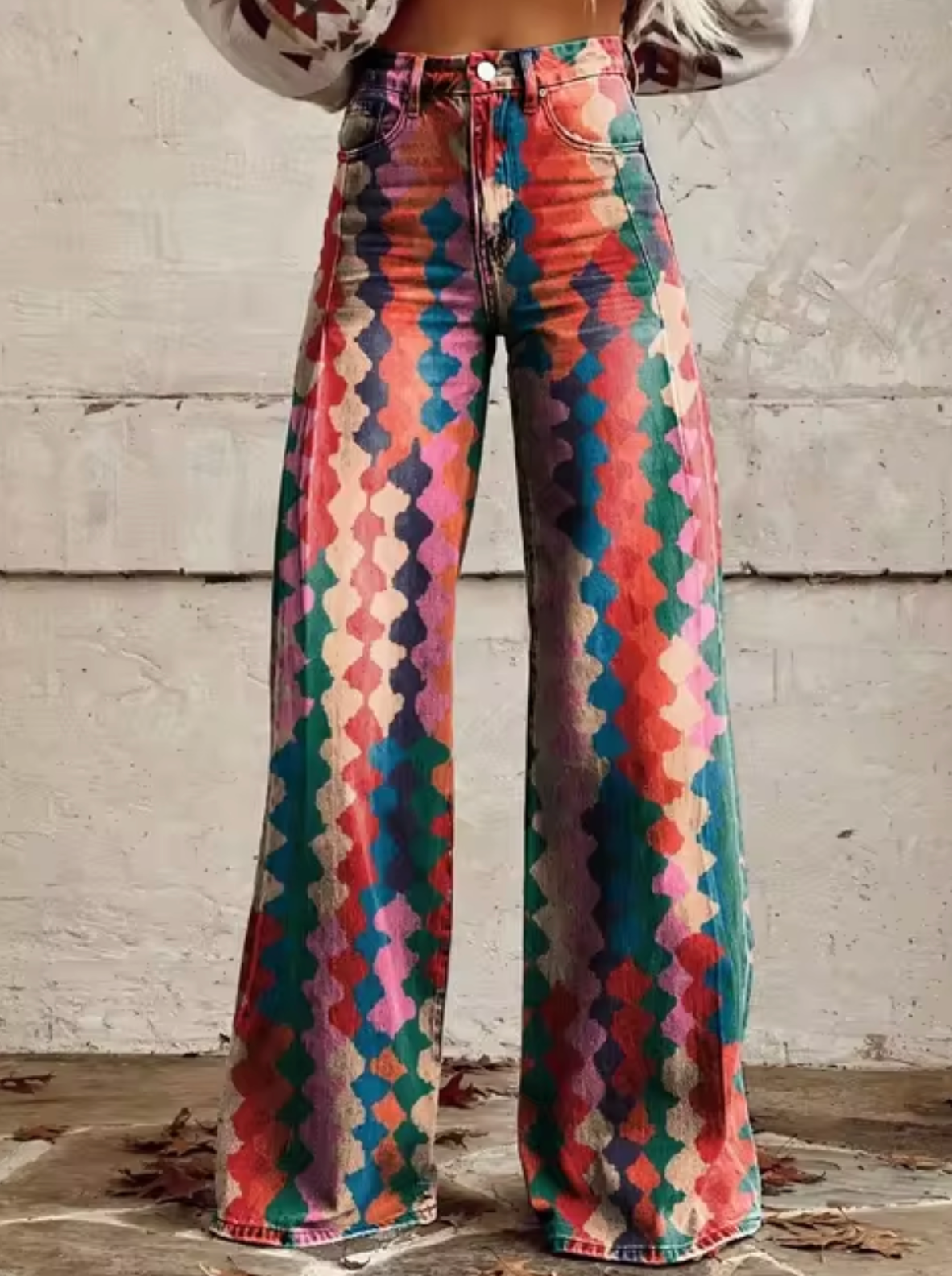 Thekla - Damen-weite Jeans mit bedrucktem Design Mehrfarbig 2