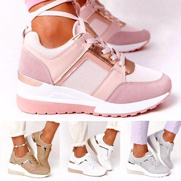 Thora - Damen Keil-Sneaker mit Perforierungen Rosa