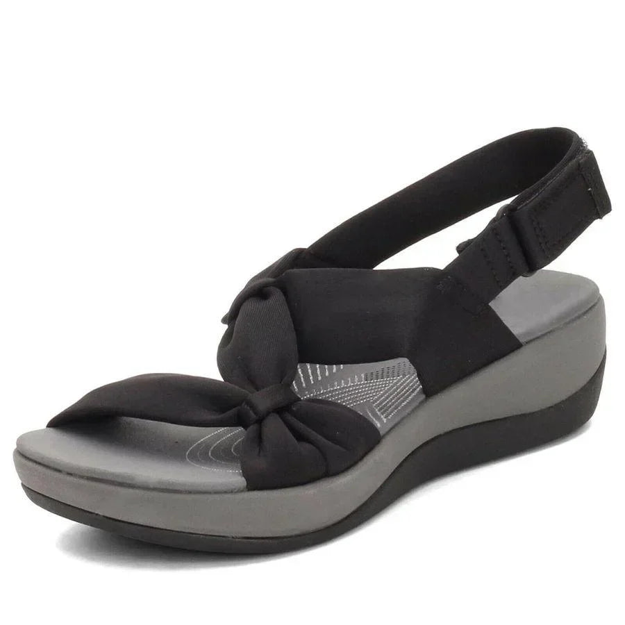Utina - Damen Plateausandalen mit Schleifendetail Schwarz