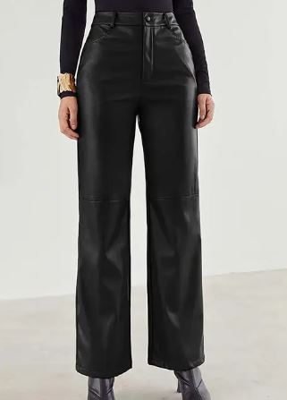 Valesia - Damen Veganlederhose mit geradem Schnitt Schwarz