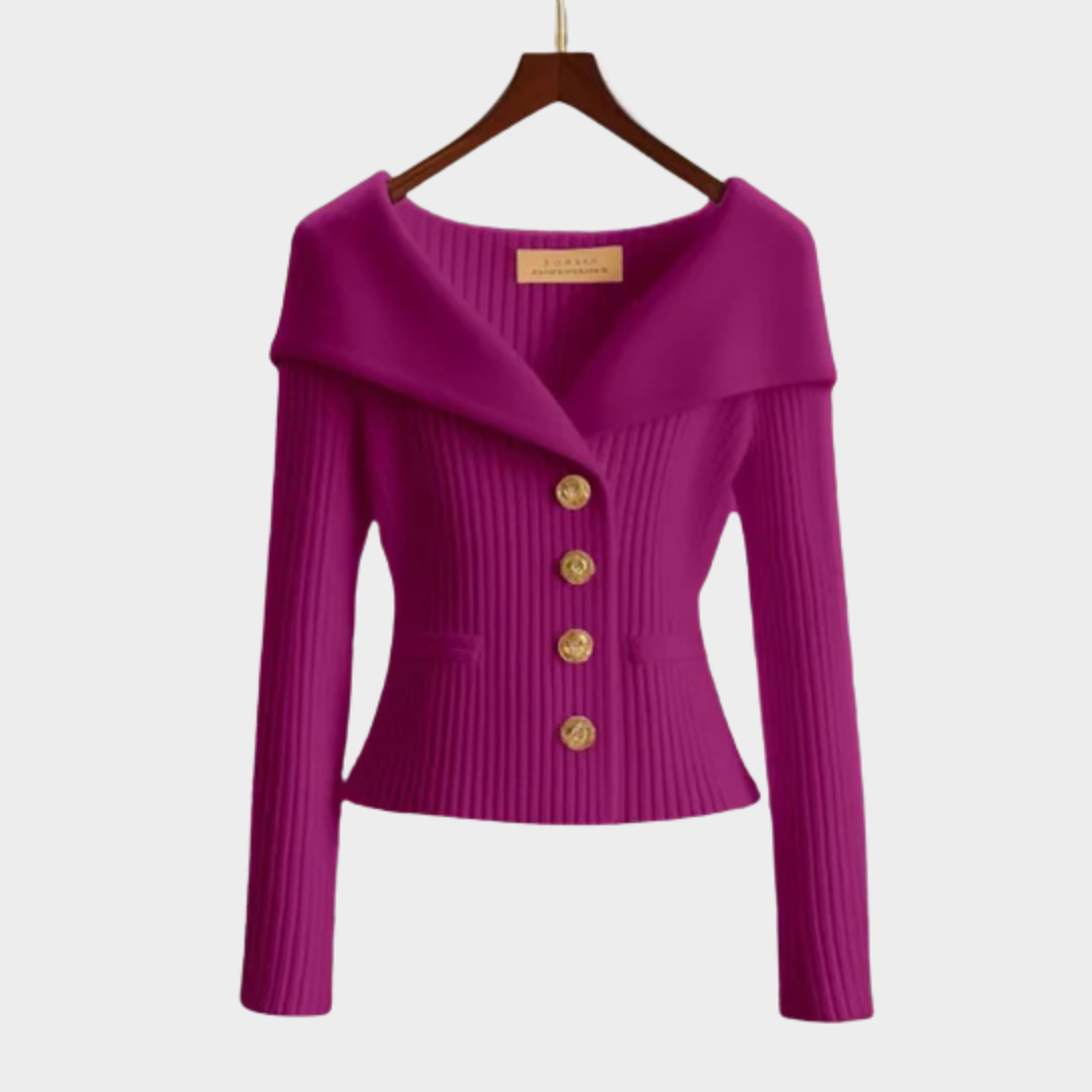 Veleda – Eleganter Damen Cardigan mit Knöpfen Lila
