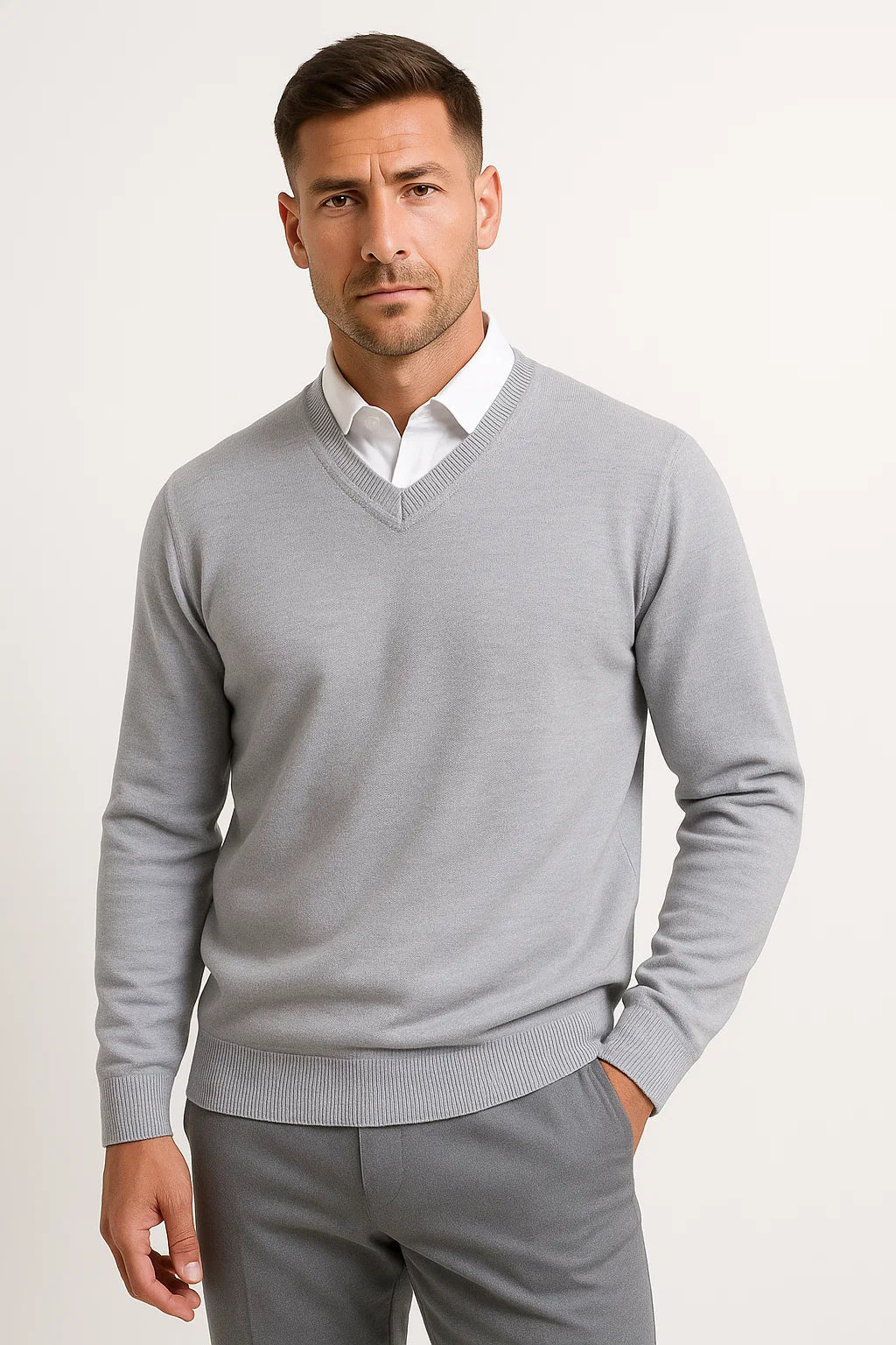 Martin - Kaschmir V Ausschnitt Pullover Herren Slim Fit