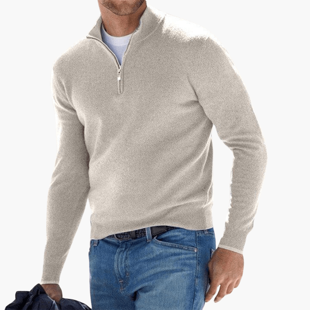 Vitus – Modischer Zip-Pullover für Herren Freizeit Beige
