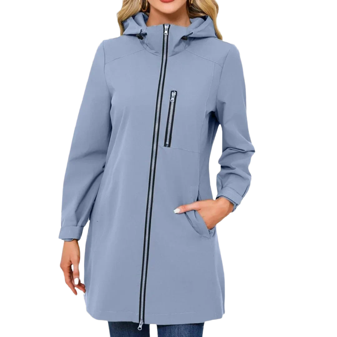 Ildiko - Wasserdichte Damen Regenjacke mit Kapuze und Reißverschluss