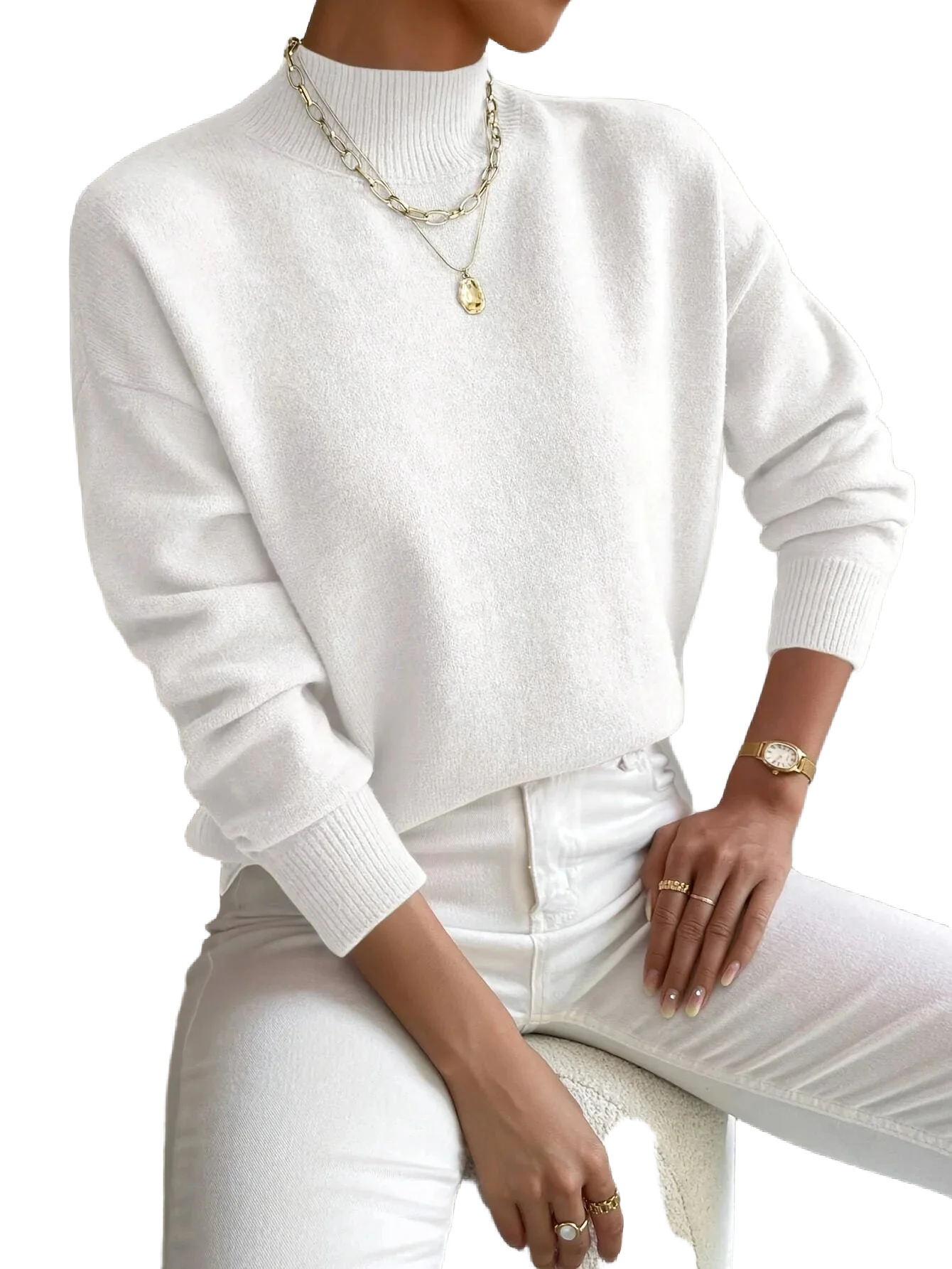 Isaline - Damen Rollkragenpullover mit lockerer, bequemer Passform