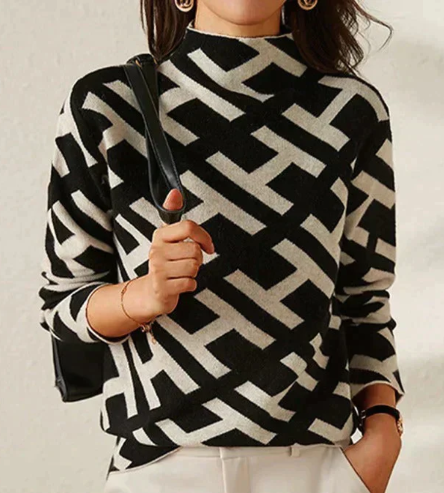 Denise – Stehkragen Pullover In Schwarz Für Damen