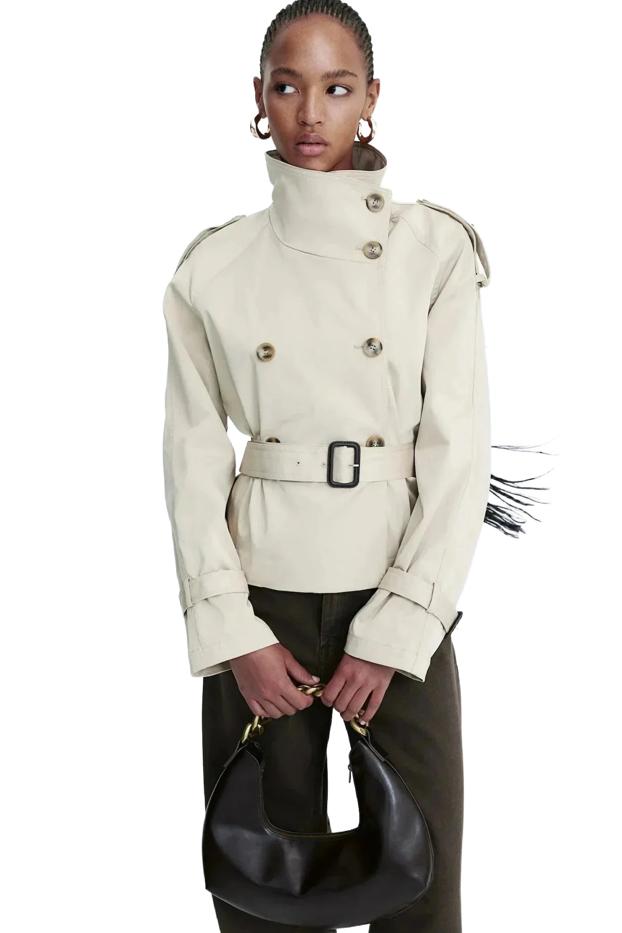 Izabella - Eleganter Damen Trenchcoat mit Kragen und Taillengürtel