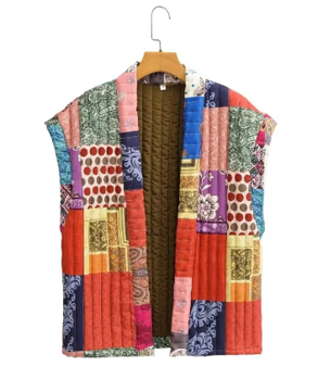 Mona – Gekürzte Steppweste Mit Blumenmuster