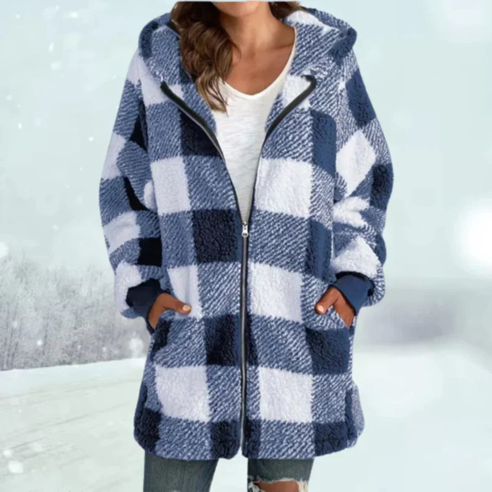 Dorisca - Karierte Damen Winterjacke mit Weichem Futter