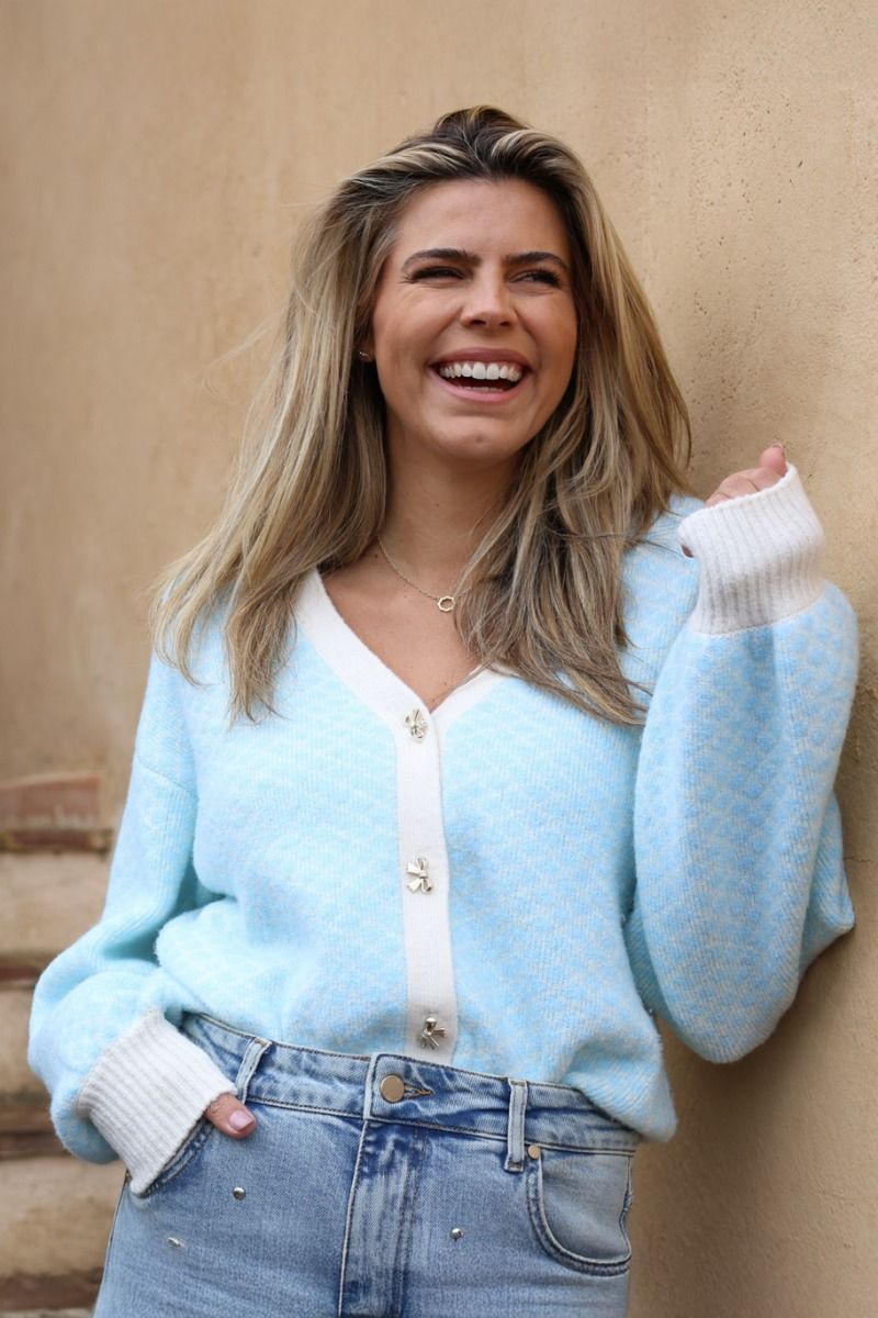 Dunya - Hellblaues Damen Jäckchen Mit Schleifendetail