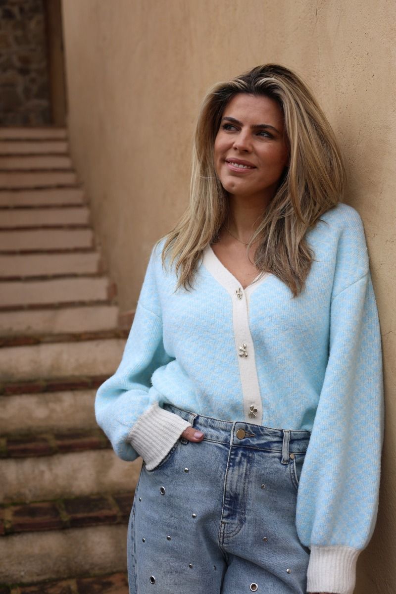 Dunya - Hellblaues Damen Jäckchen Mit Schleifendetail