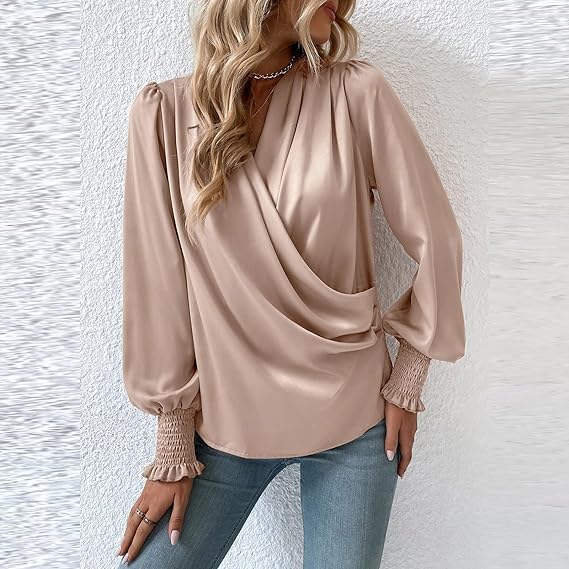 Katrin – Gerüschte Bluse Damen Langarm Romantisch Chic