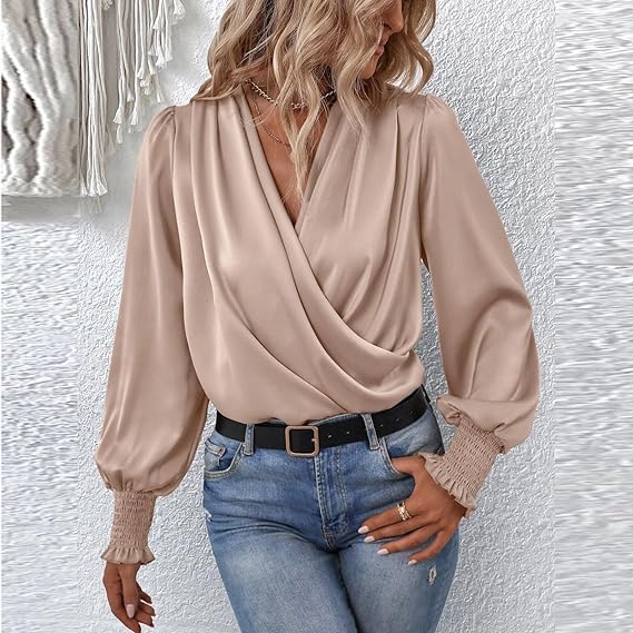 Katrin – Gerüschte Bluse Damen Langarm Romantisch Chic