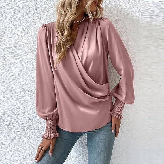 Katrin – Gerüschte Bluse Damen Langarm Romantisch Chic