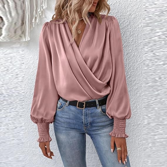 Katrin – Gerüschte Bluse Damen Langarm Romantisch Chic