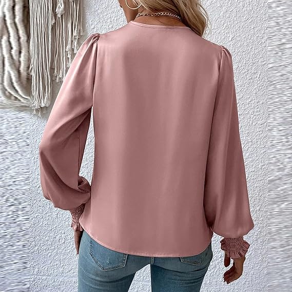 Katrin – Gerüschte Bluse Damen Langarm Romantisch Chic