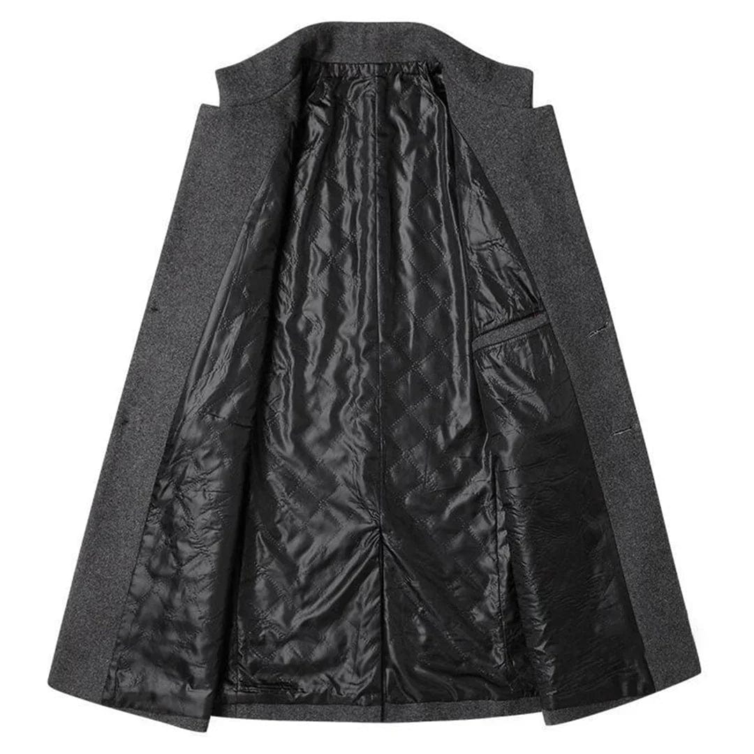 Lukas - Eleganter Langer Mantel Herren Schwarz Winter