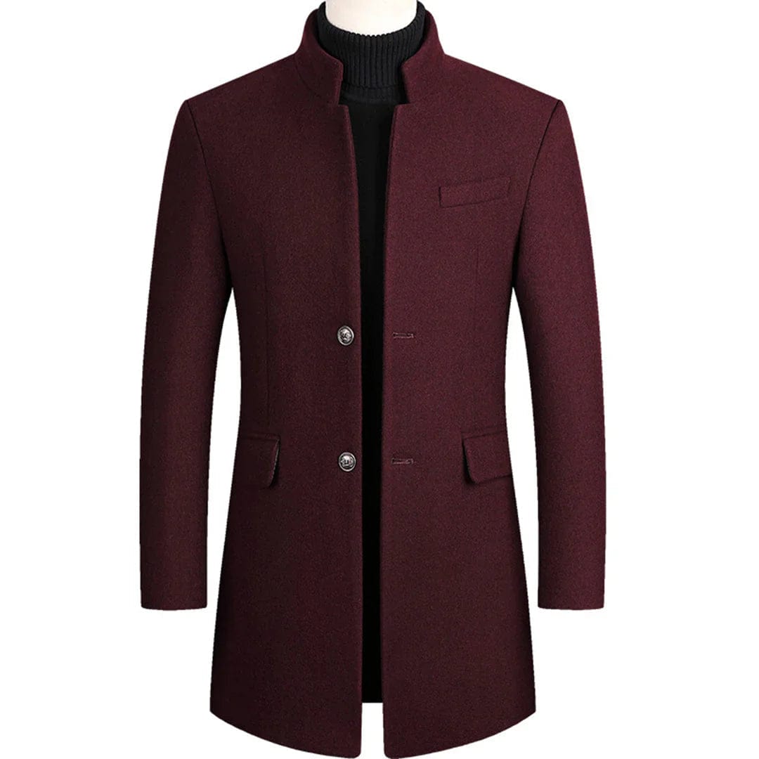 Lukas - Eleganter Langer Mantel Herren Schwarz Winter