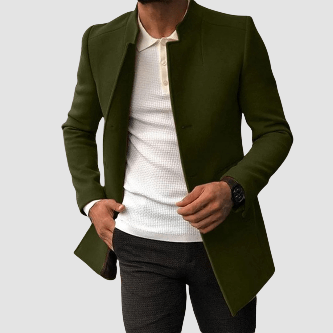 Linus - Eleganter Herrenmantel Lang Schwarz Winter