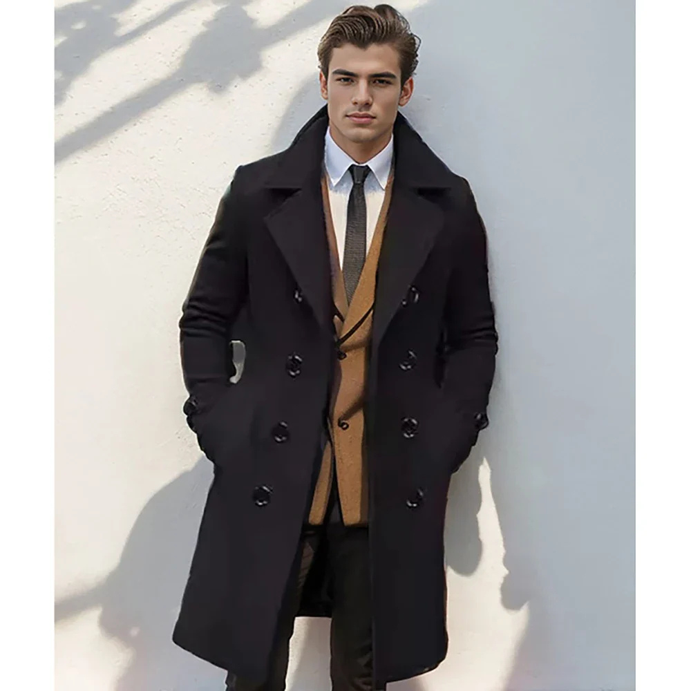 Valentin – Warmer Schwarzer Trenchcoat Für Herren