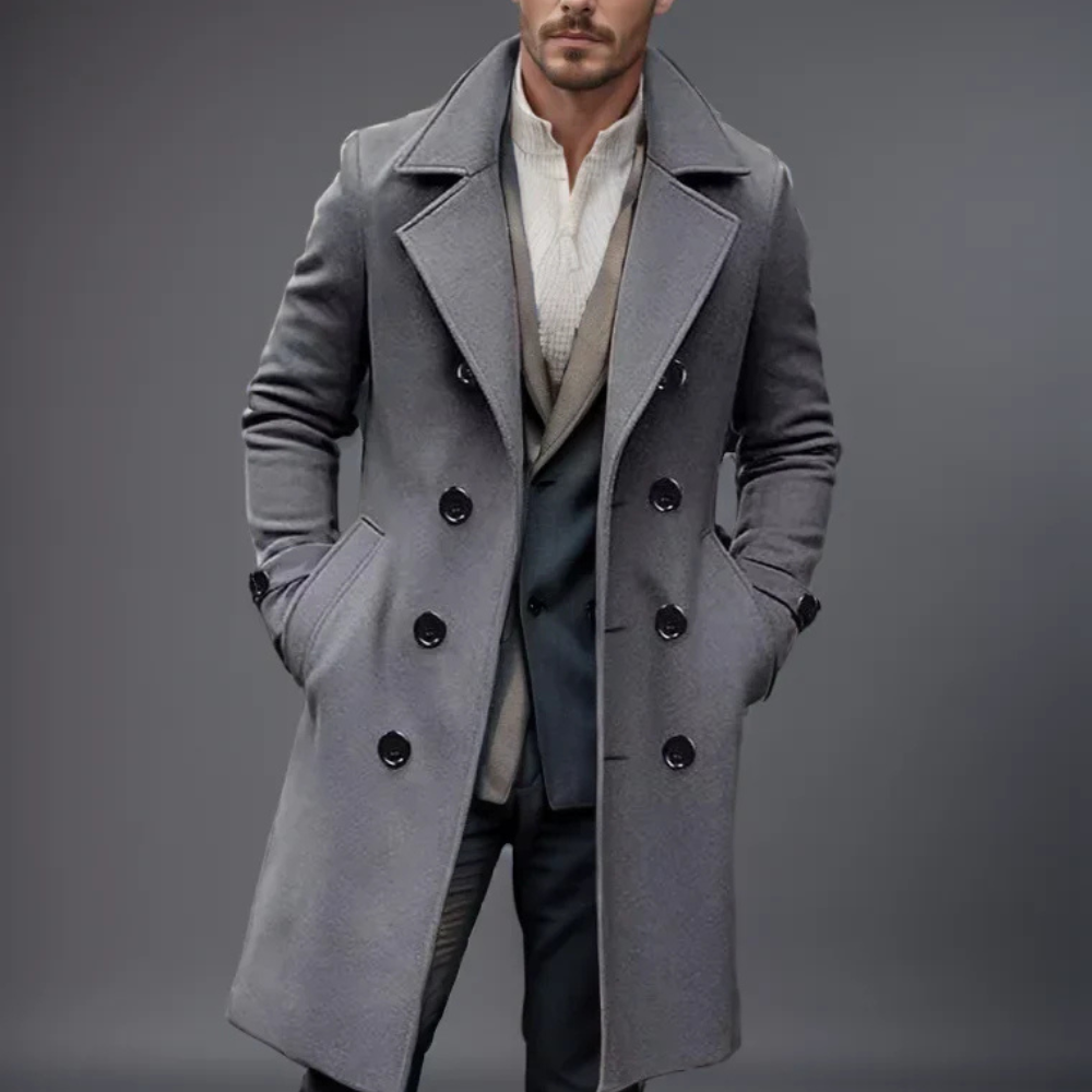 Valentin – Warmer Schwarzer Trenchcoat Für Herren