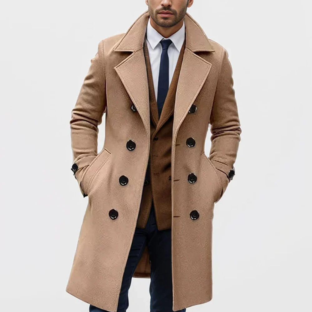 Valentin – Warmer Schwarzer Trenchcoat Für Herren